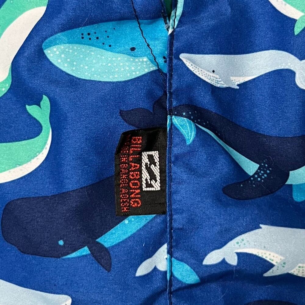 Billabong Boys Blue Whale Pattern Elastic Waist Mesh Lined Swim Trunks Size M - Picture 10 of 12